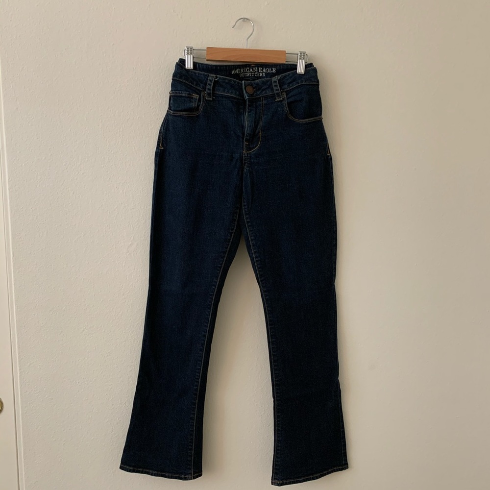 AE Skinny Kick Super Stretch, Dark Wash Jeans